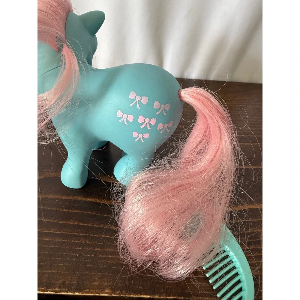 Vintage 1983 My Little Pony G1 Bow Tie Aqua Blue Pink Hair with Comb Hasbro‎